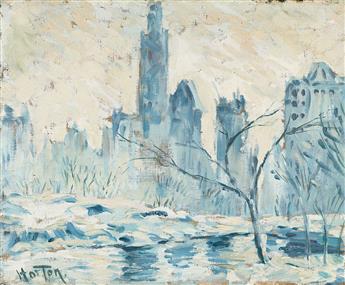 WILLIAM SAMUEL HORTON (1865-1936) Wintery View of New York. Circa 1925.